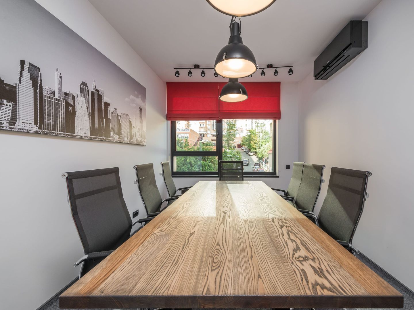 An empty glass meeting room