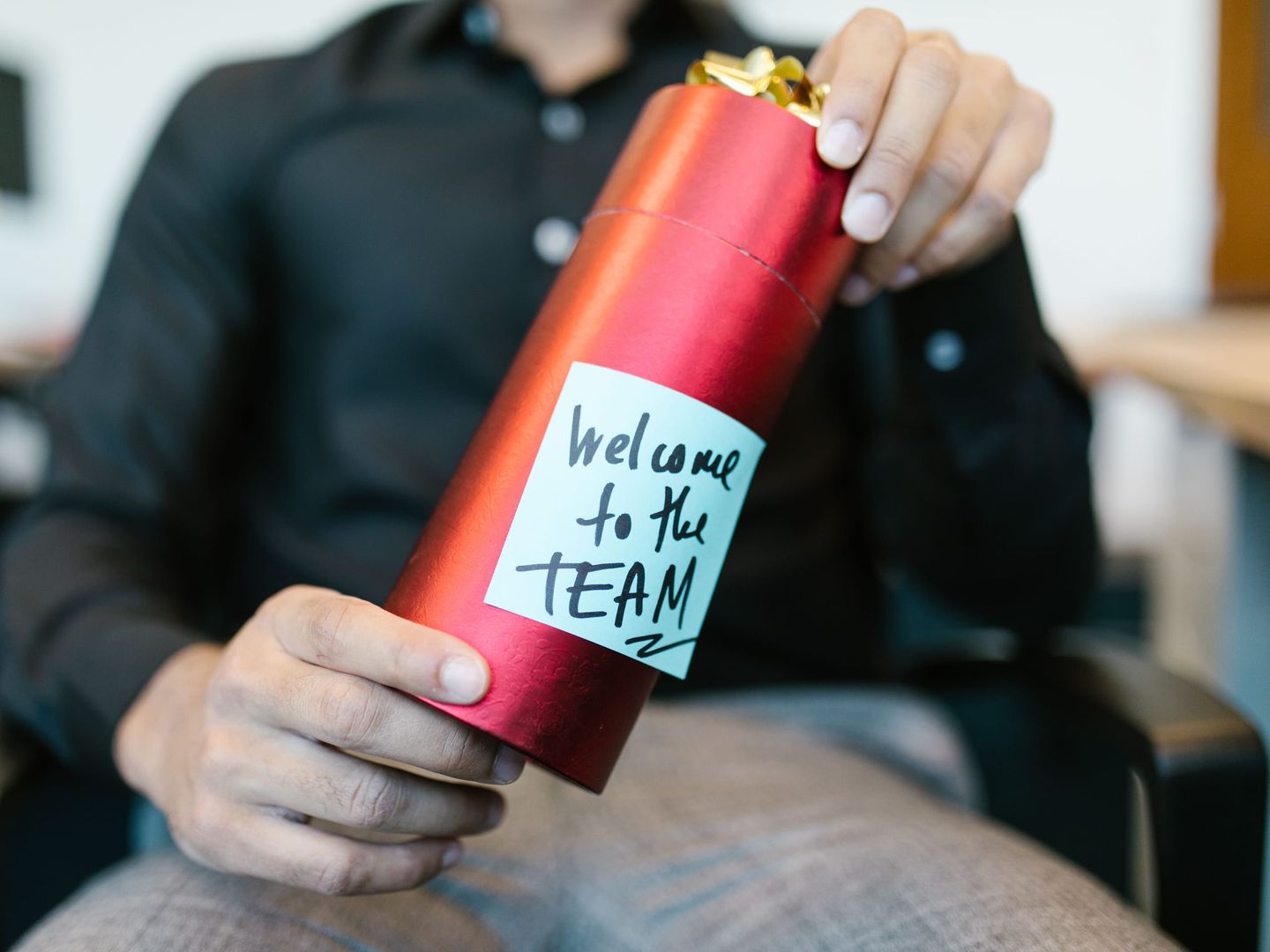 A manager welcoming a new employee